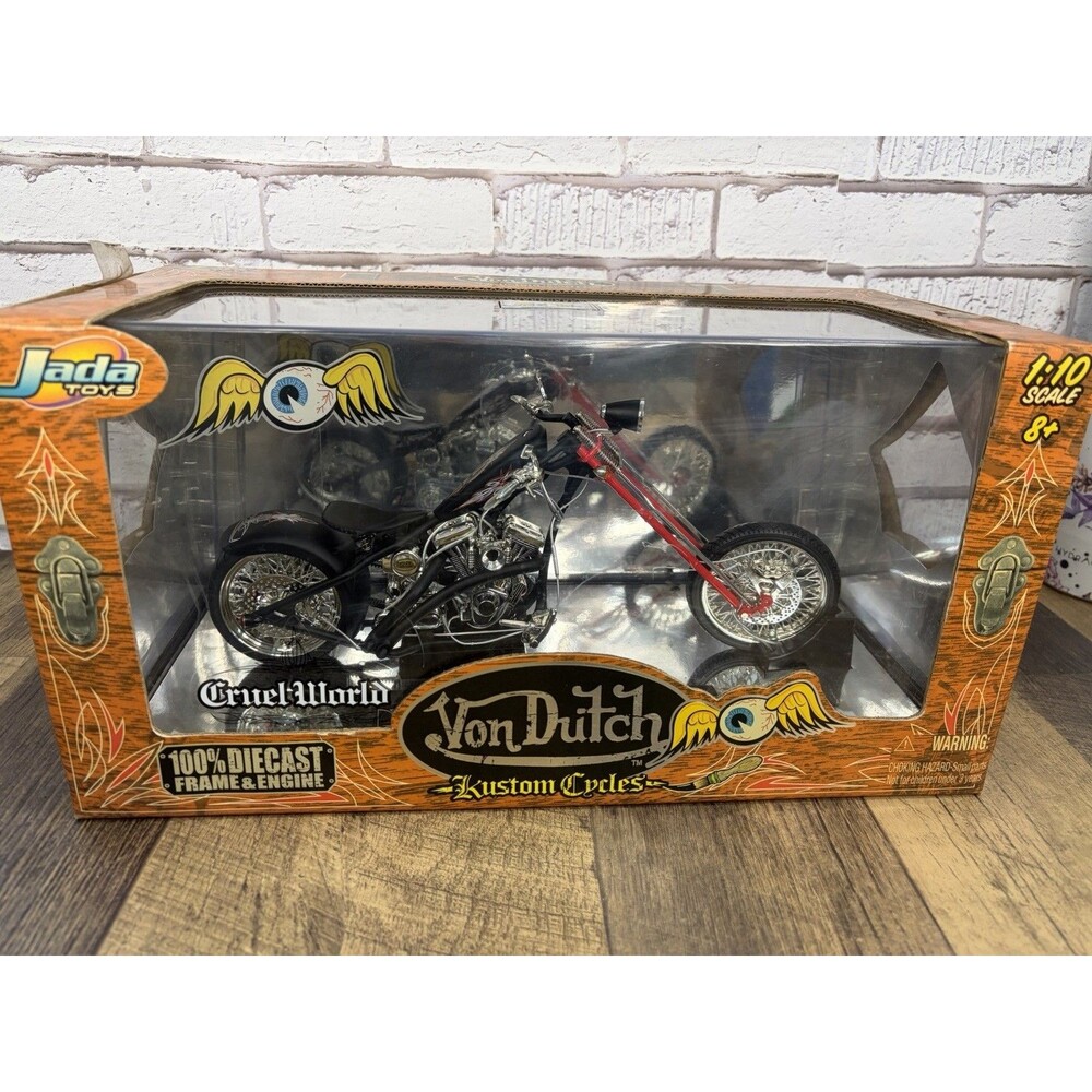 2004 Jada Toys Von Dutch Cruel World Kustom Cycles 1:10 100% Diecast Motorcycle